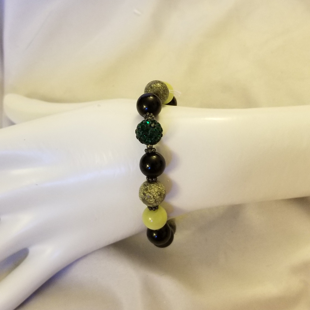 HANDMADE Bracelet Jasper Onyx Swarovski Grn